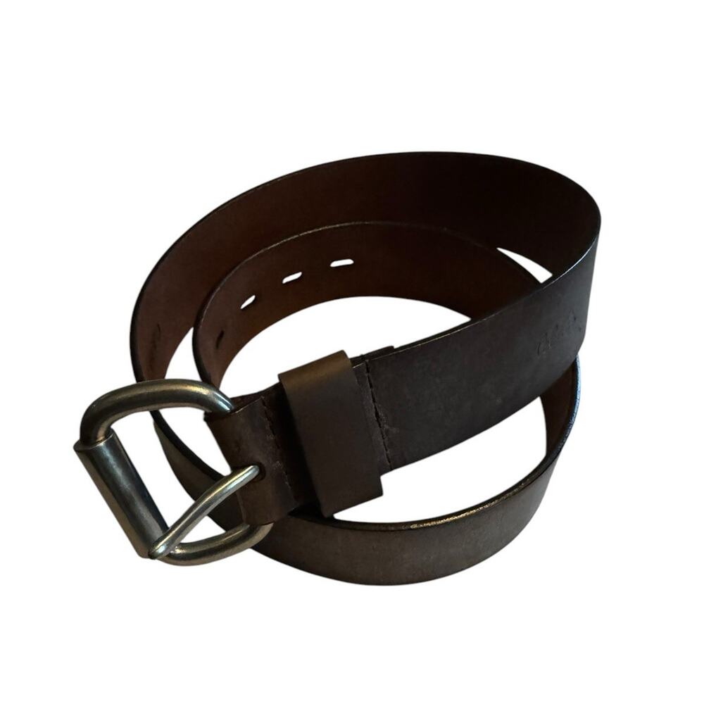 Cabelas Work Belt Men’s 36 Brown Leather‎ Western Cowboy Outdoors Silver Buckle